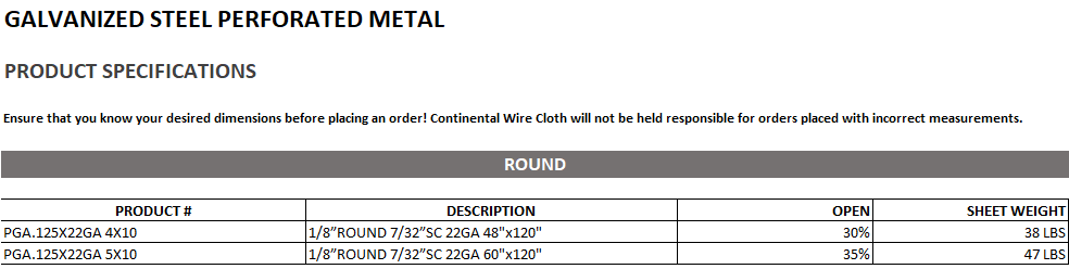Galvanized Steel Perforated Metal